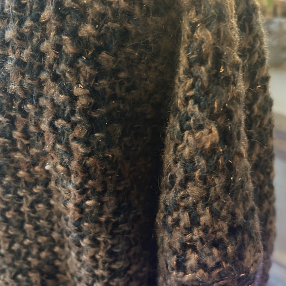 Elsananda made in Italy short sleeve knit brown , green wool and metallic thread - Picture 3 of 4